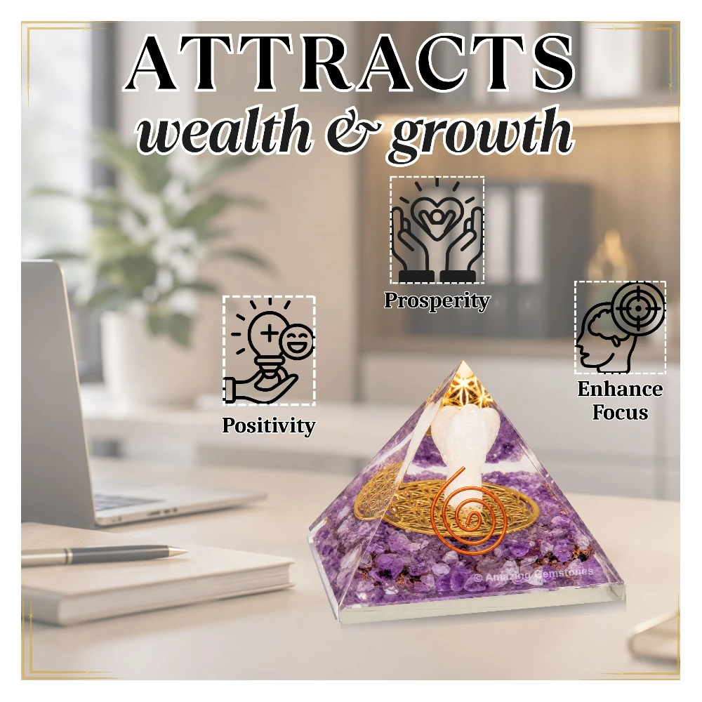 Amethyst Orgone Pyramid - Angel Glow in Dark
