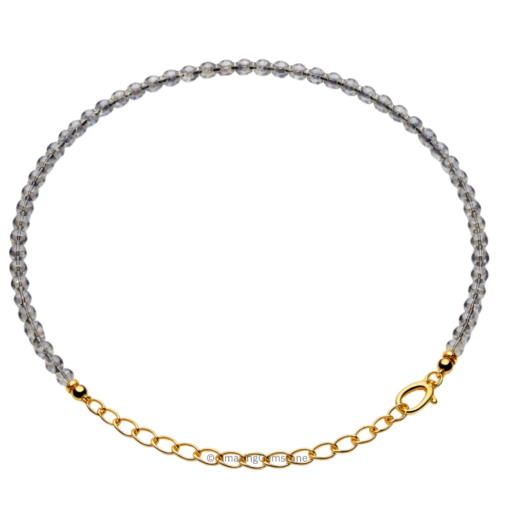 Labradorite Crystal Bracelet - 2mm Faceted Bead (Gold)