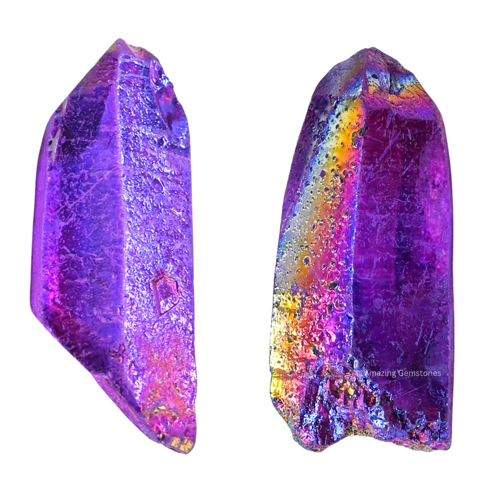 Amethyst Aura Quartz Raw Crystal Points (2 Pieces)