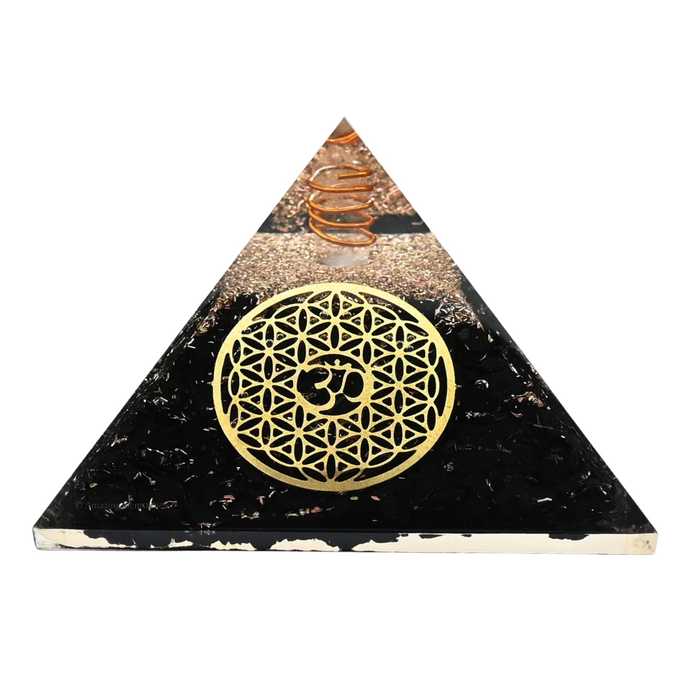 Shungite Orgone Pyramid - OM Flower of Life