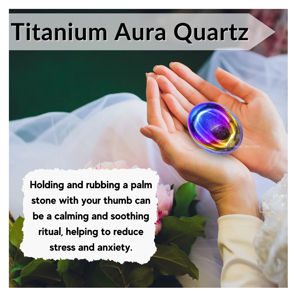 Titanium Aura Quartz Palm Stone