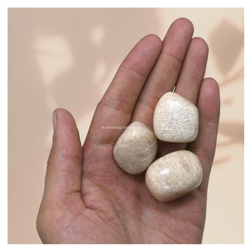 Tumbled Cream Moonstone Crystals Stones (1 oz)