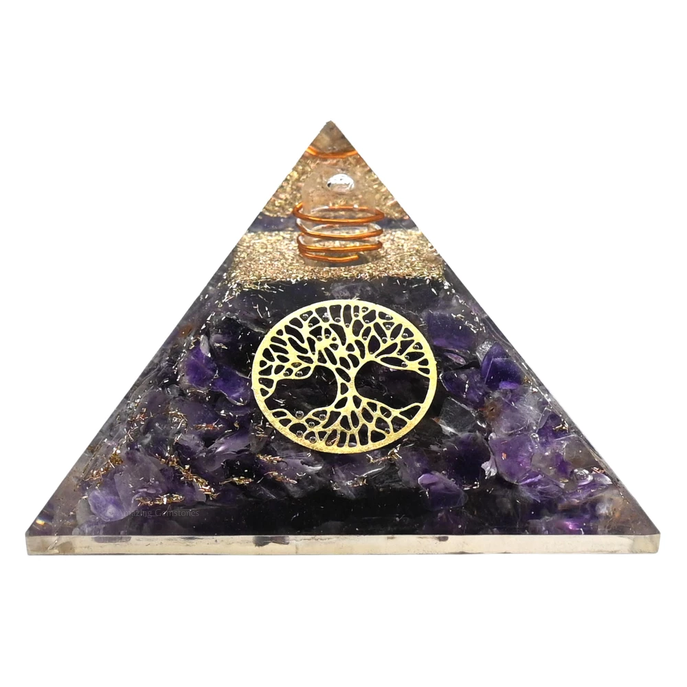 Amethyst Orgone Pyramid - Tree of Life