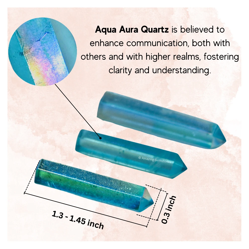 Aqua Aura Quartz Pencil Points (Set of 10)