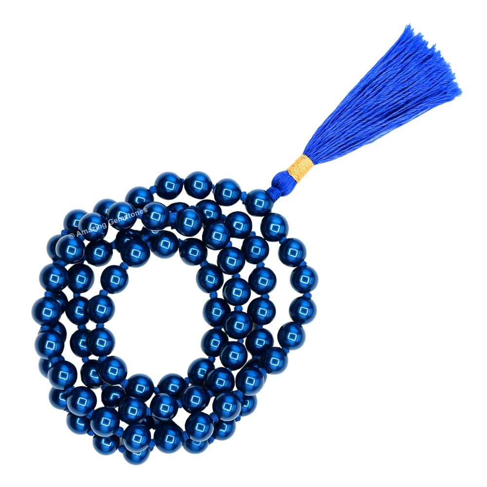 Blue Hematite Mala (Hand Knotted)