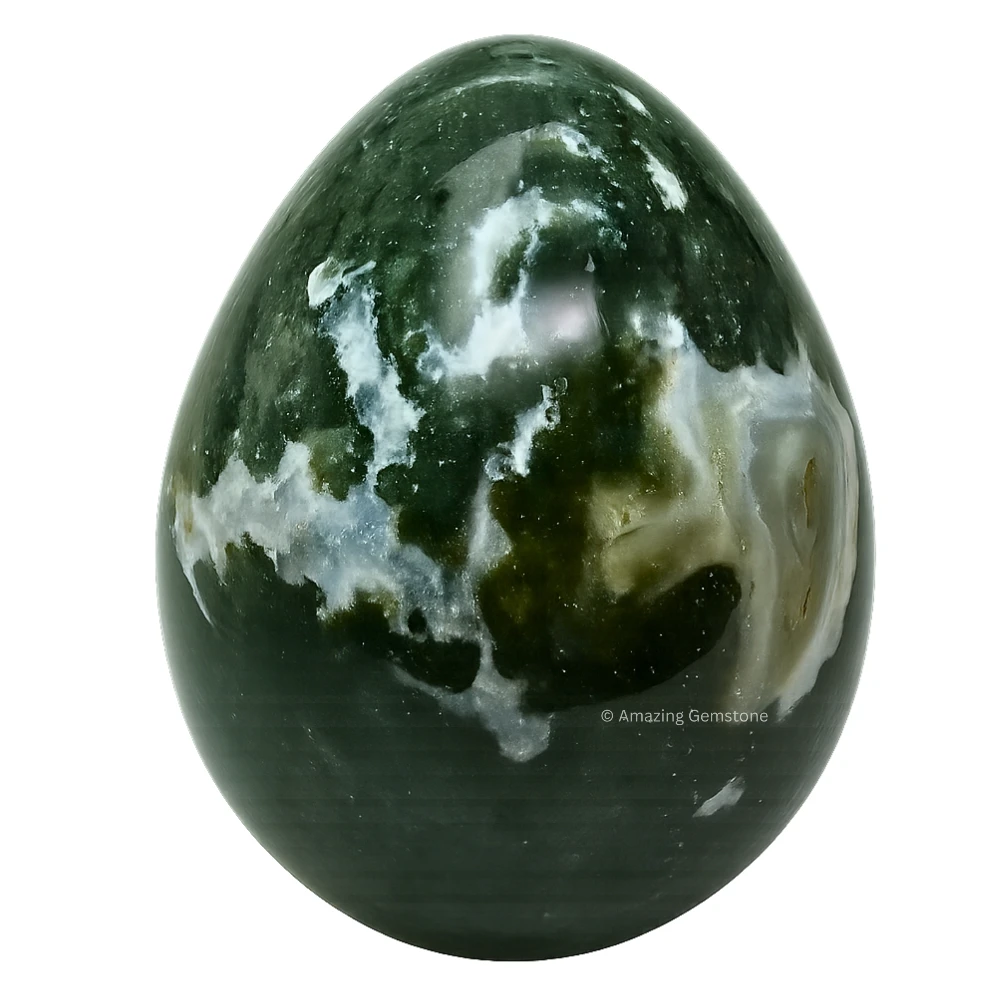 Moss Agate Crystal Egg Stone
