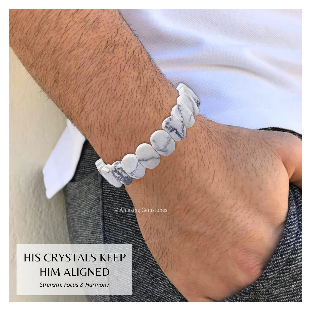 Howlite Faceted Bracelet - Oval Stone