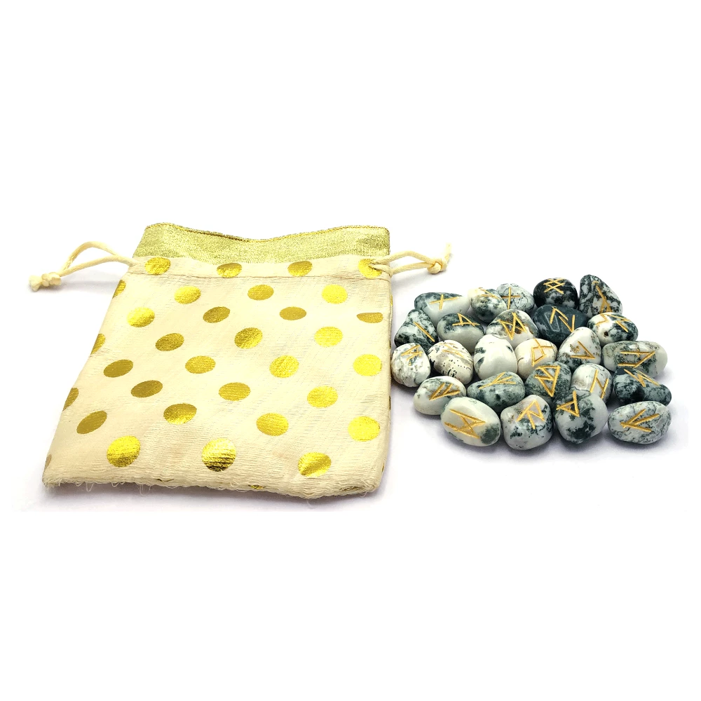 Tree Agate Rune Stones Set