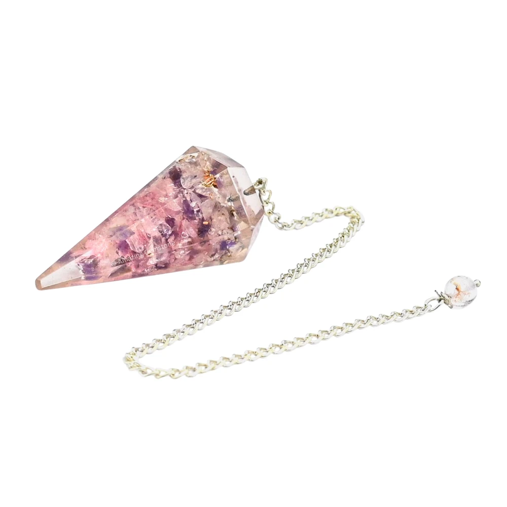 Rose Quartz Amethyst Clear Quartz Orgone Pendulum (Mix)