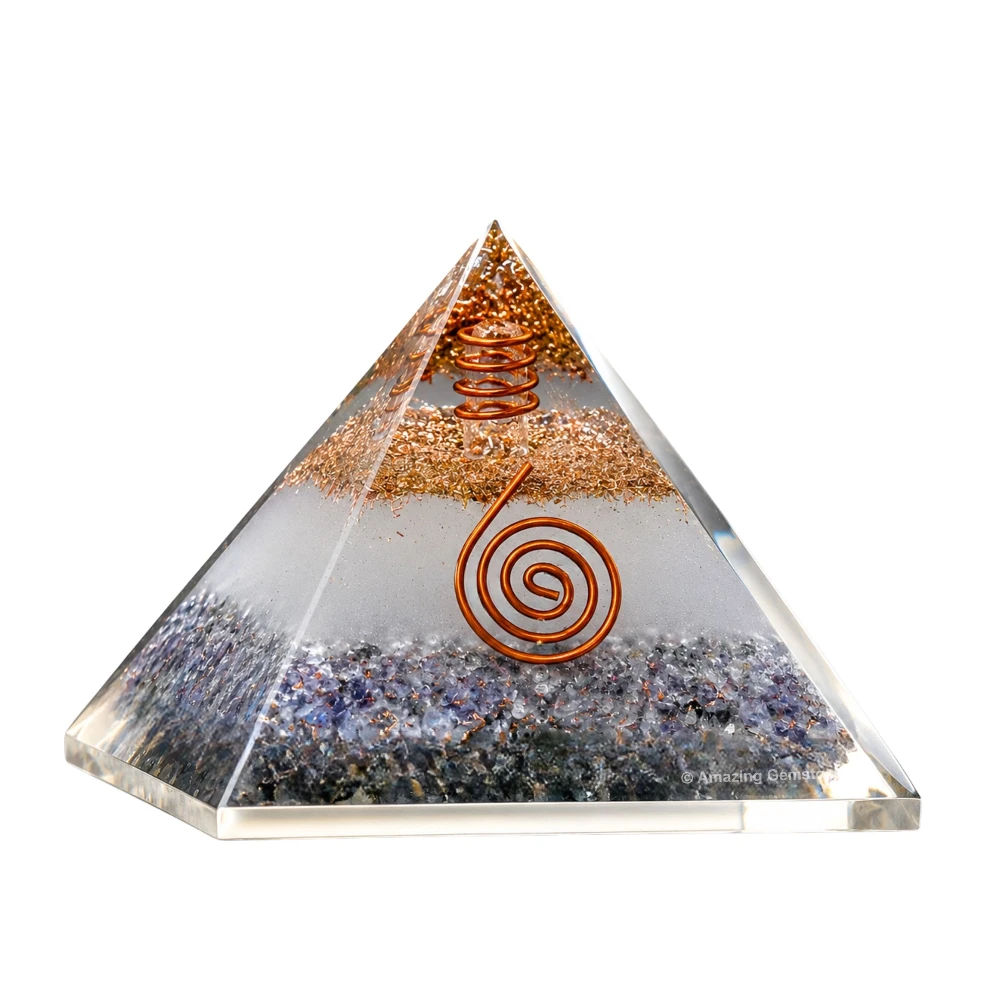 Iolite Orgone Pyramid - Glow in Dark
