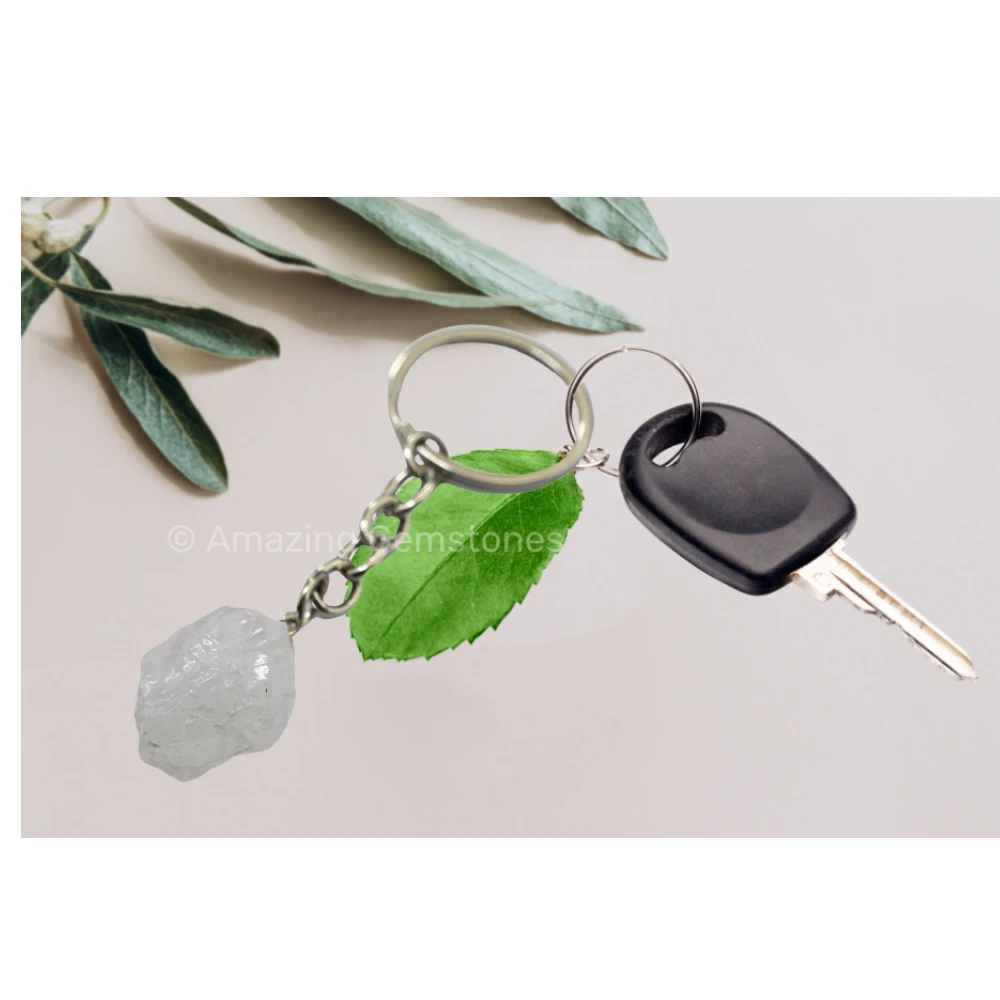 Clear Quartz Keychain Keys Holder (Raw)