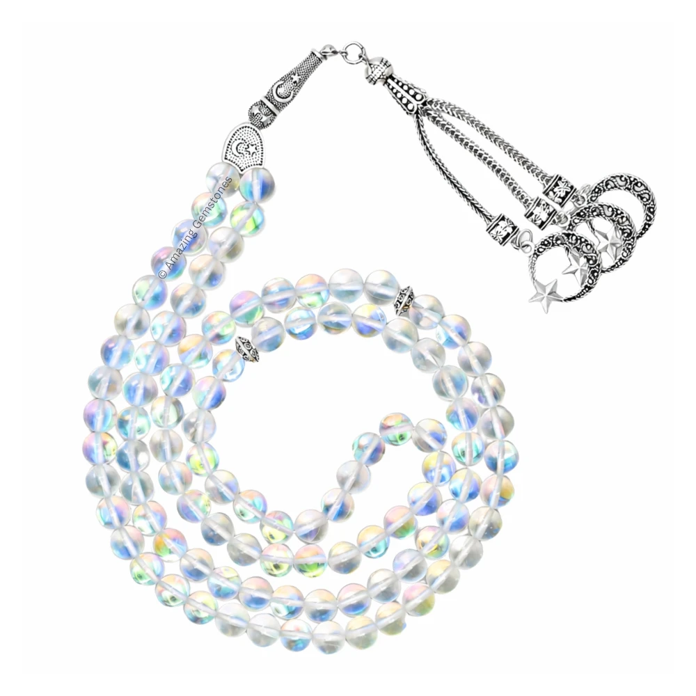White Mermaid Tasbeeh Sibha Prayer Beads (Silver)