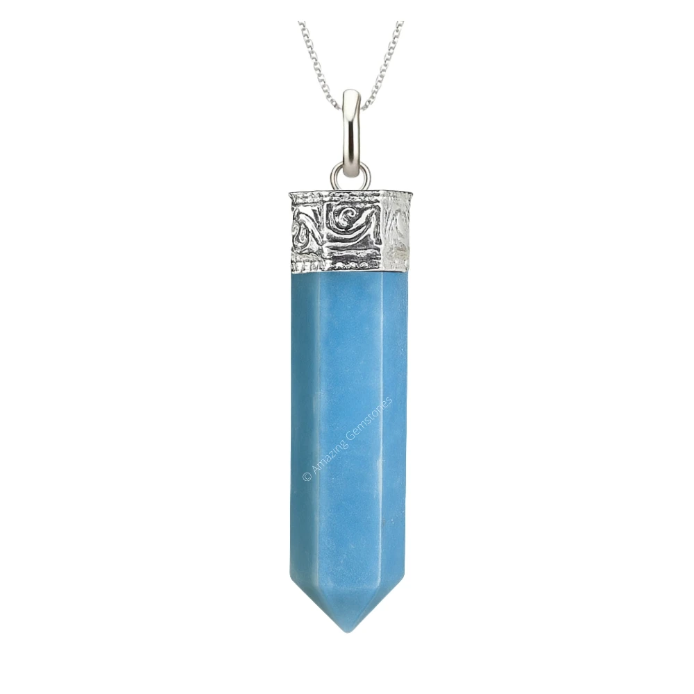 Angelite Necklace - Pencil Point (Silver)