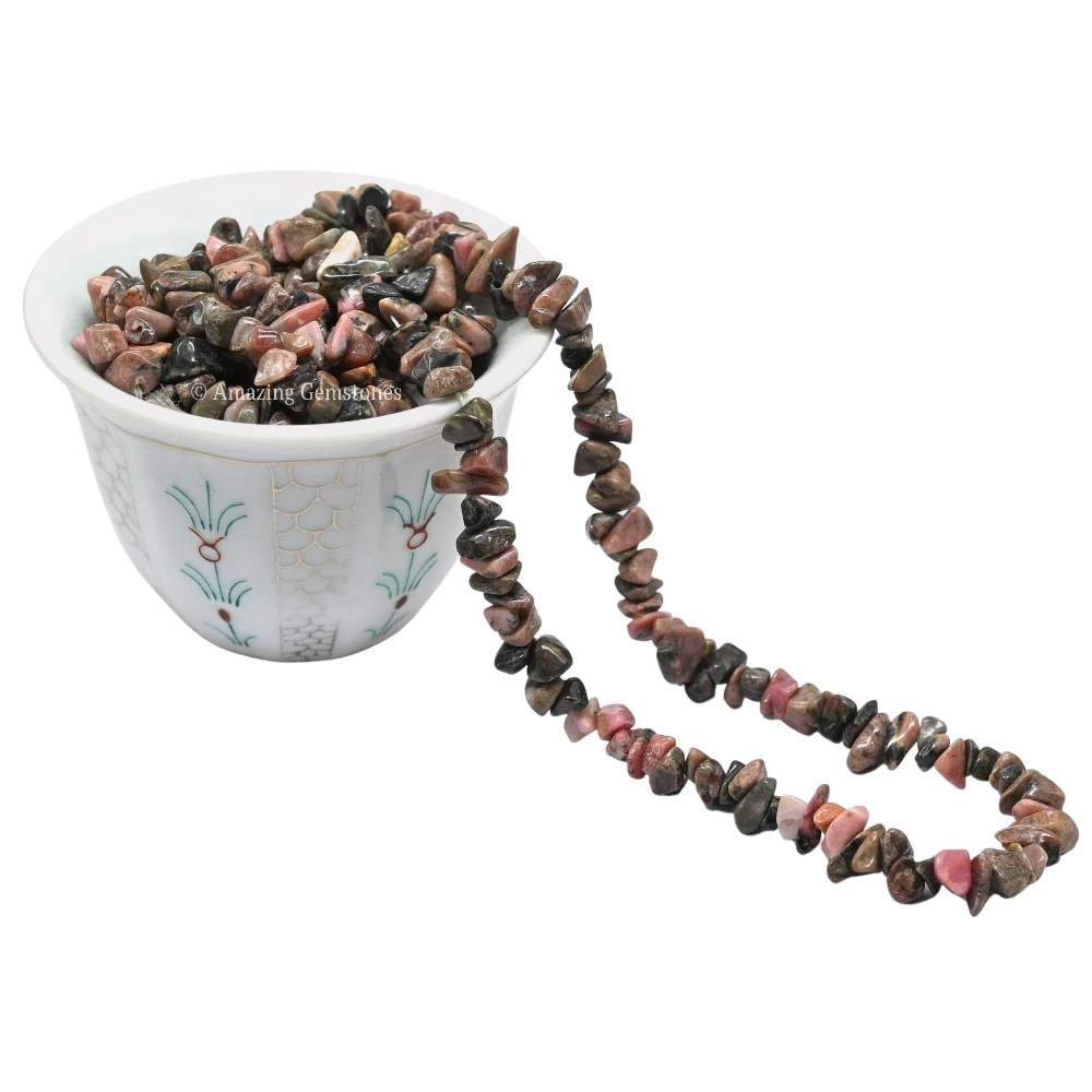Rhodonite Chips - Pre Drilled