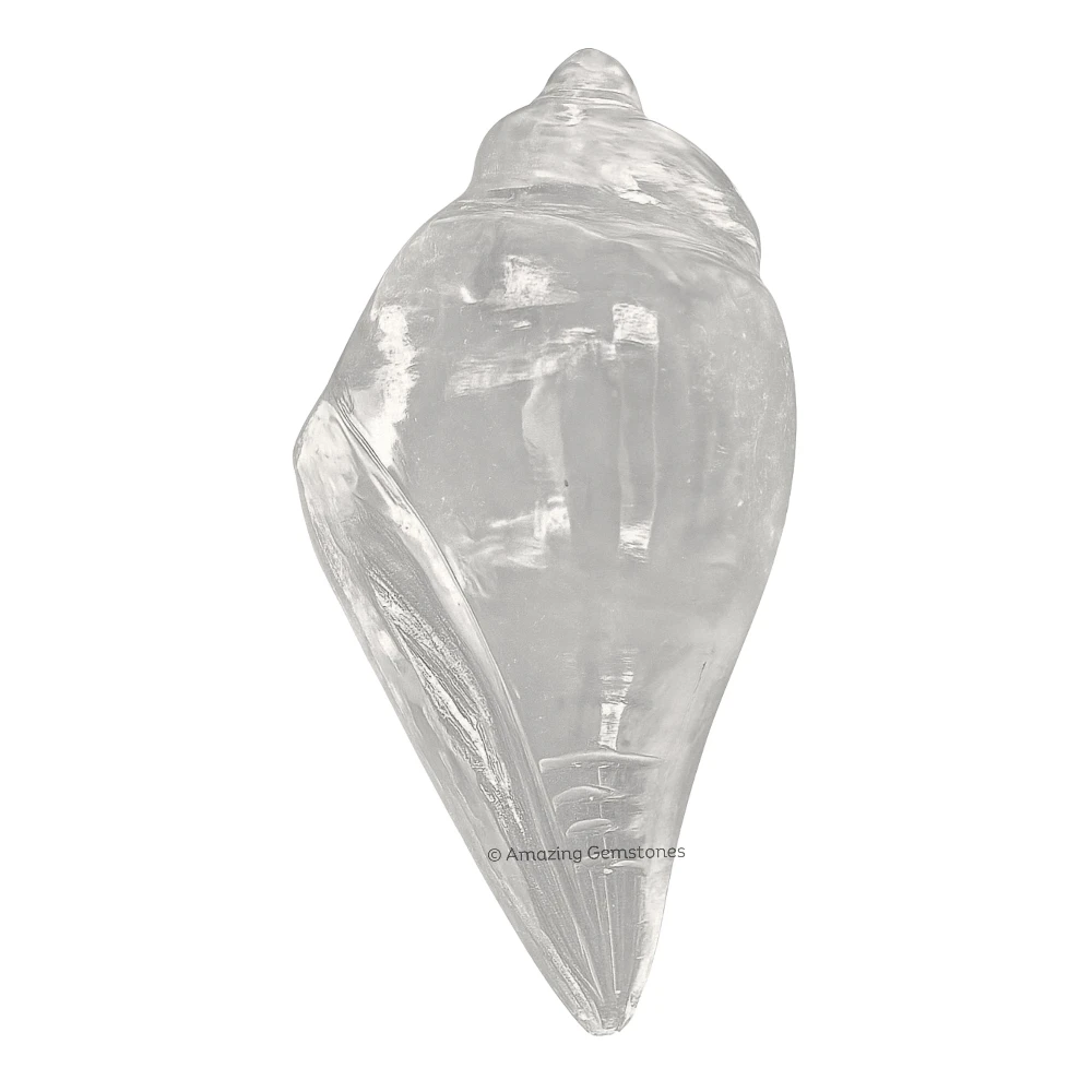 Clear Quartz Shankh with Engraved Swastik (10-20 Gram)