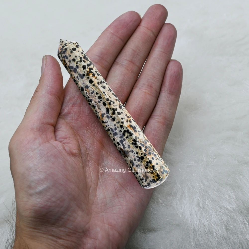 Dalmatian Jasper Wand (Faceted)