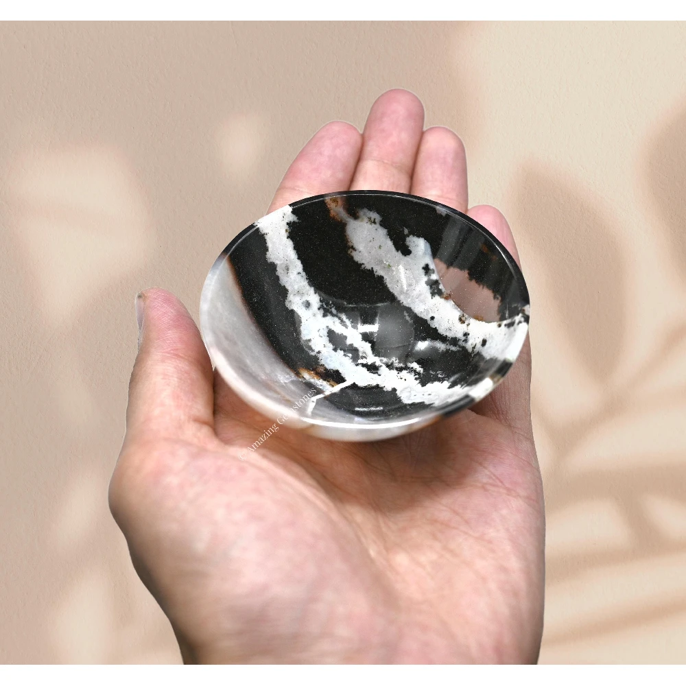 Black Banded Agate Crystal Bowl - 2 Inch