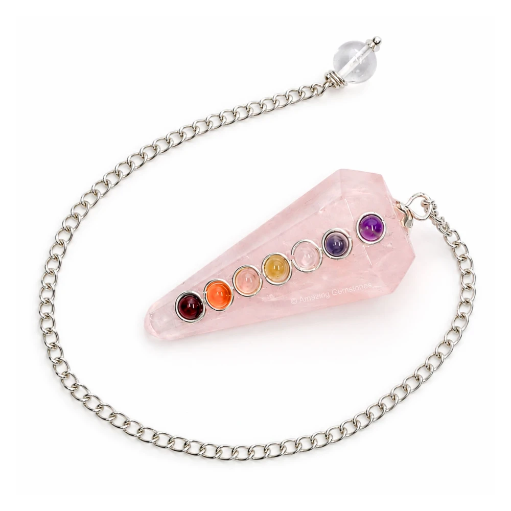 Rose Quartz Chakra Crystal Pendulum