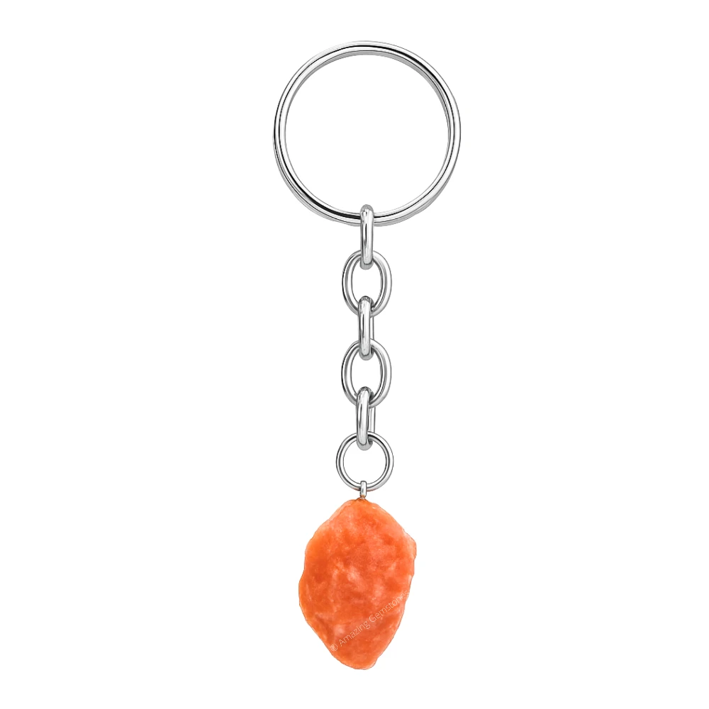 Peach Moonstone Keychain Keys Holder (Raw)