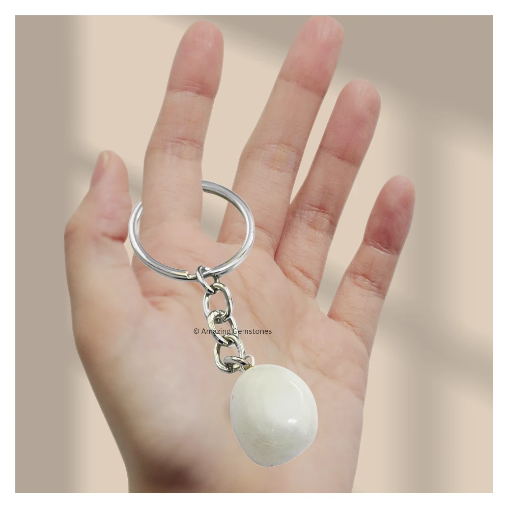 Snow Quartz Keychain Keys Holder (Tumble)