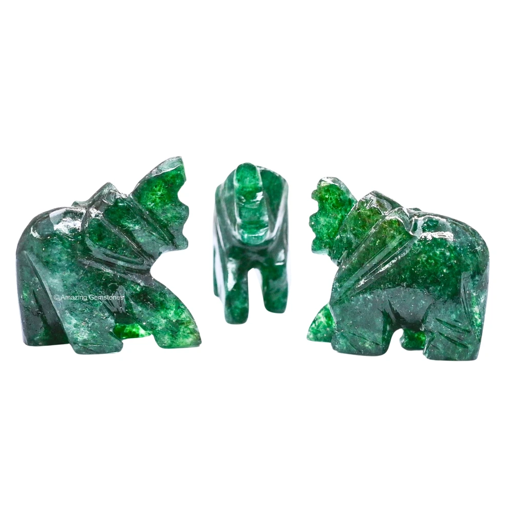 Dark Green Aventurine Mini Elephant Crystal Figurine