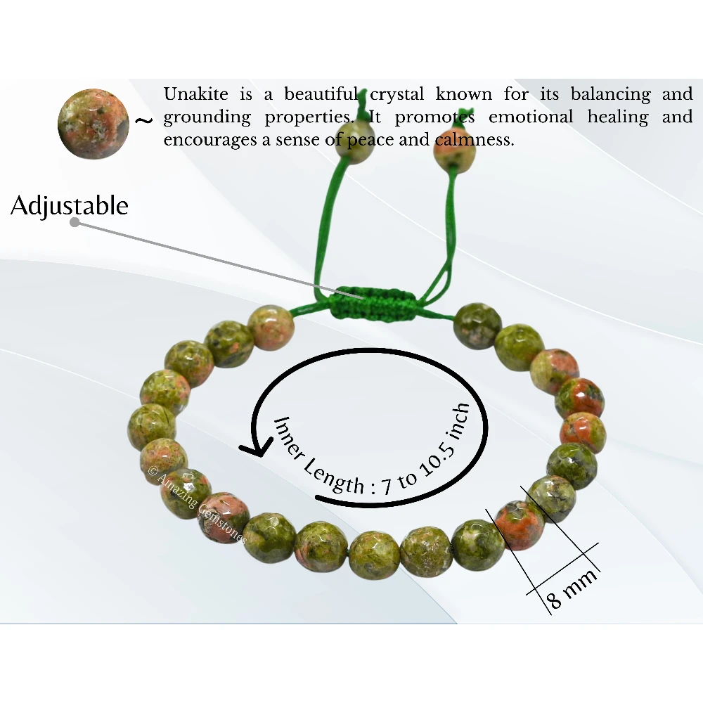 Unakite Bracelet (Faceted-Adjustable)