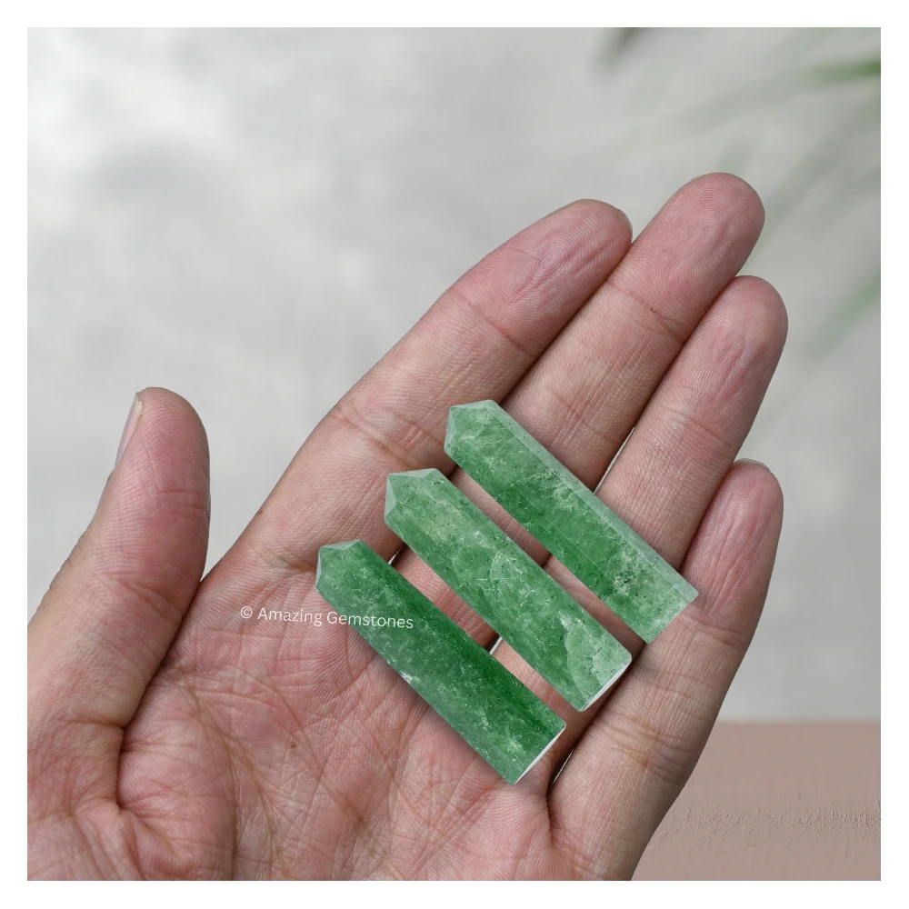 Green Strawberry Quartz Pencil Points (Set of 10)