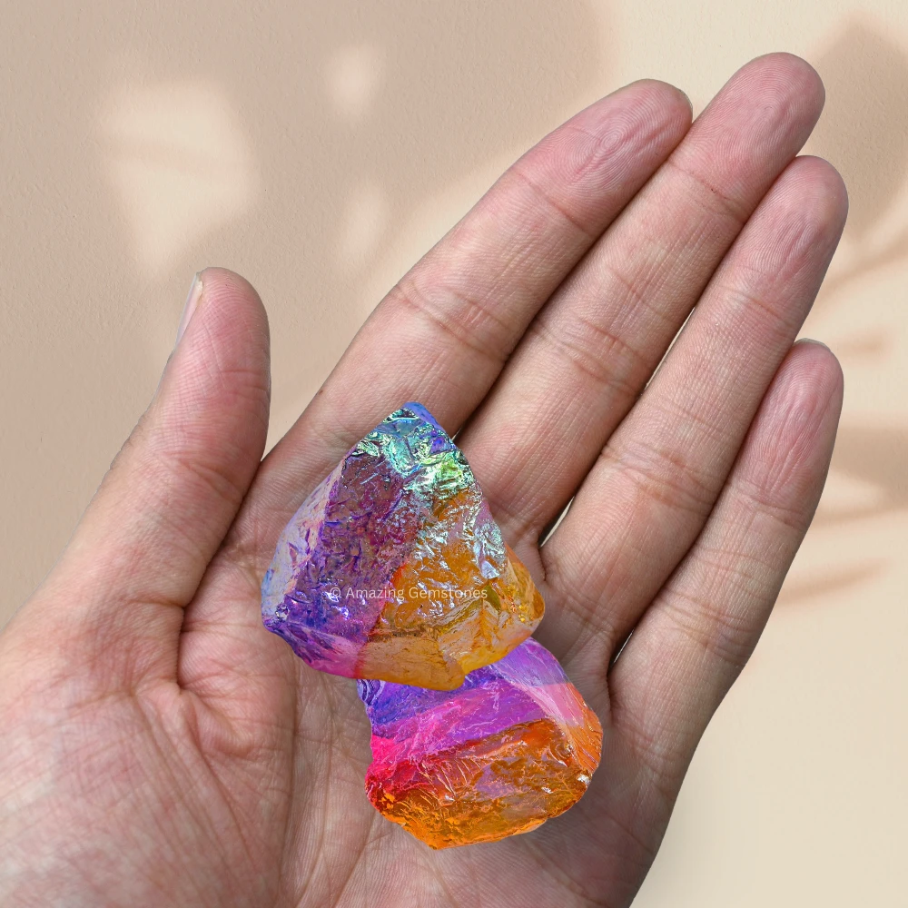 Tangerine-Rose-Amethyst Aura Quartz Raw Crystals (1 LB)
