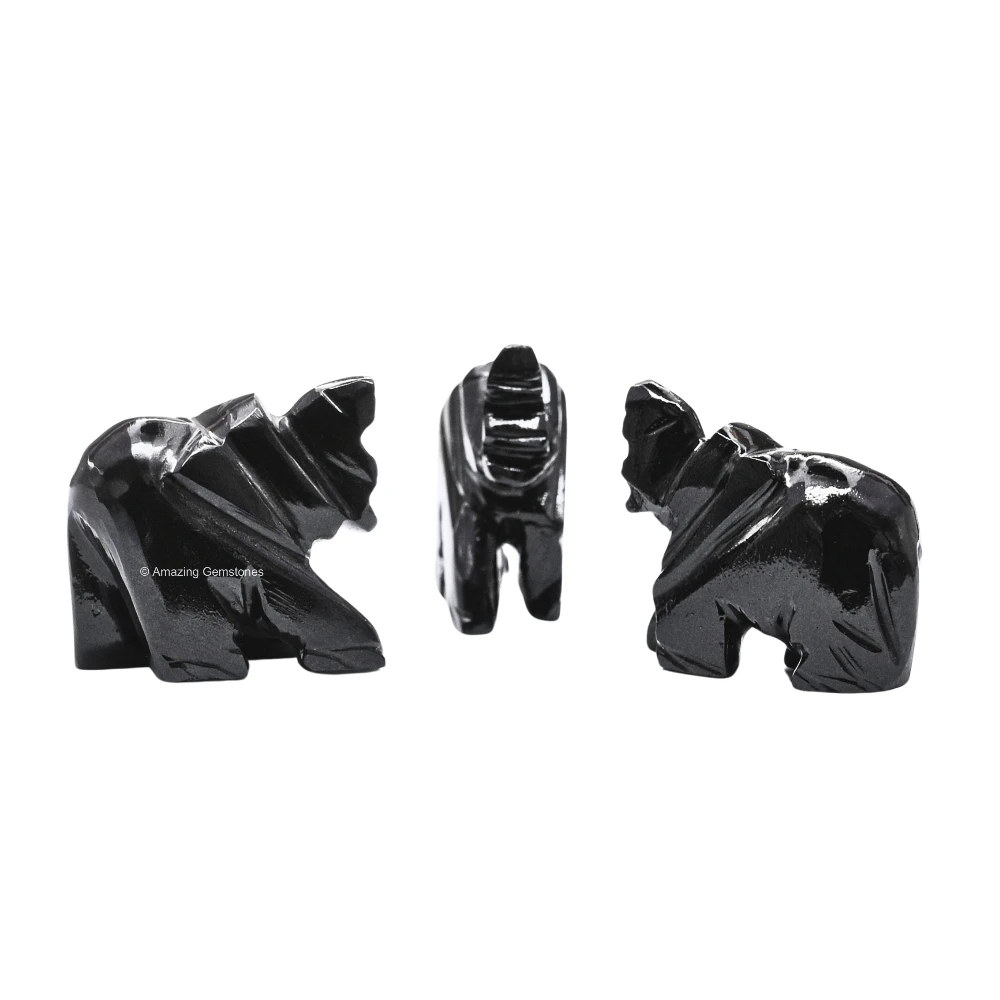 Black Agate Mini Elephant Crystal Figurine