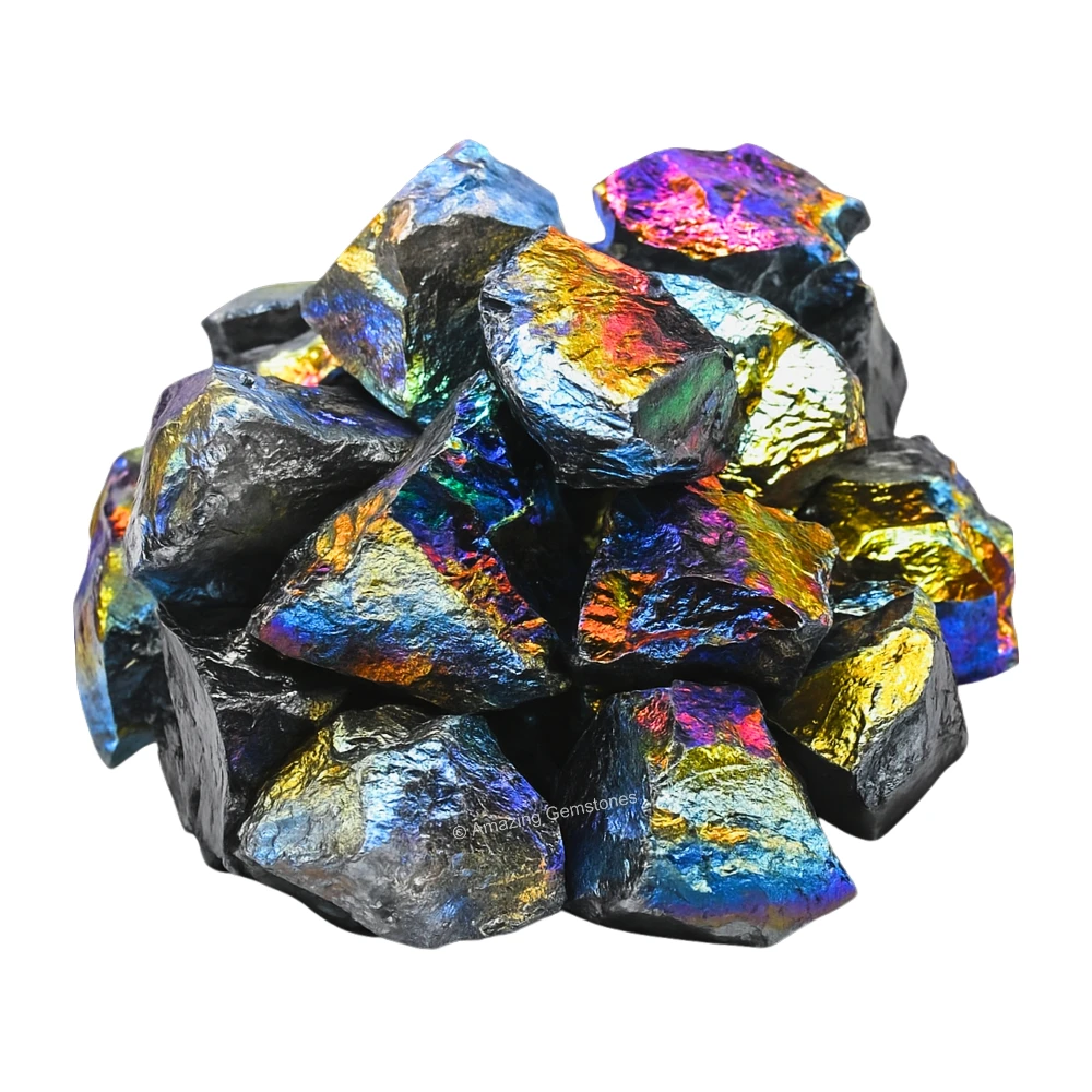 Black Titanium Aura Quartz Raw Crystals (2 Pieces)