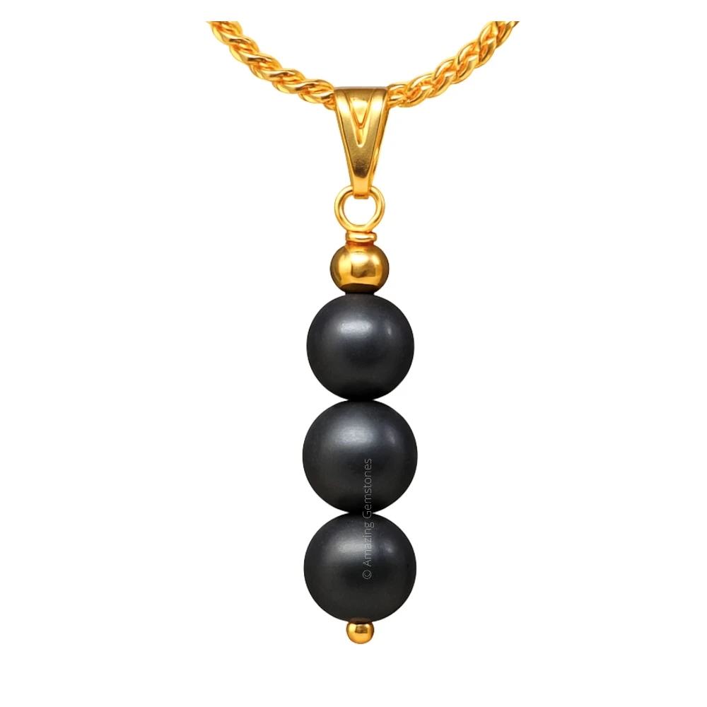 Shungite Bead Pendant (Gold)