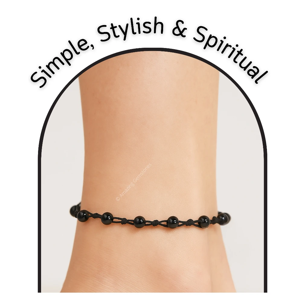 Black Obsidian Anklet (Hand Knotted)