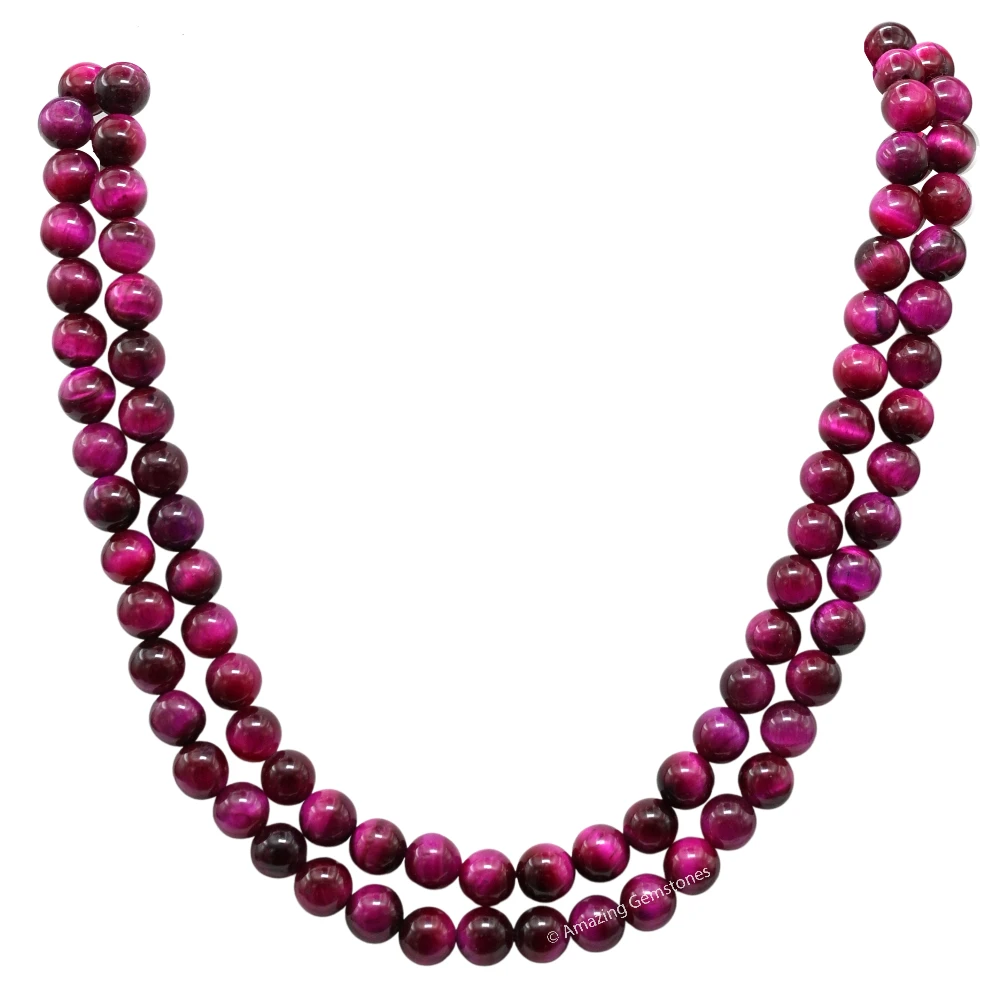 Pink Tiger cats eye Mala (Without Knot)