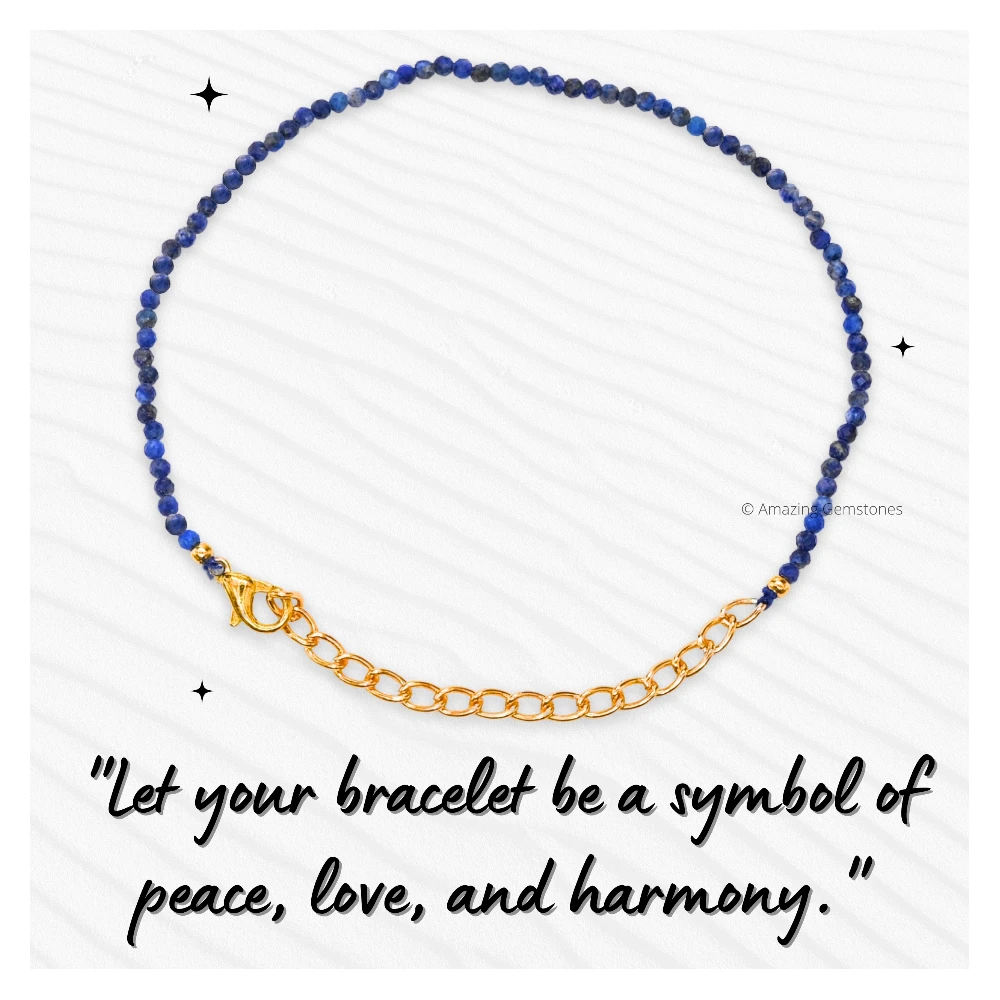 Lapis Lazuli Crystal Bracelet - 2mm Faceted Bead (Gold)