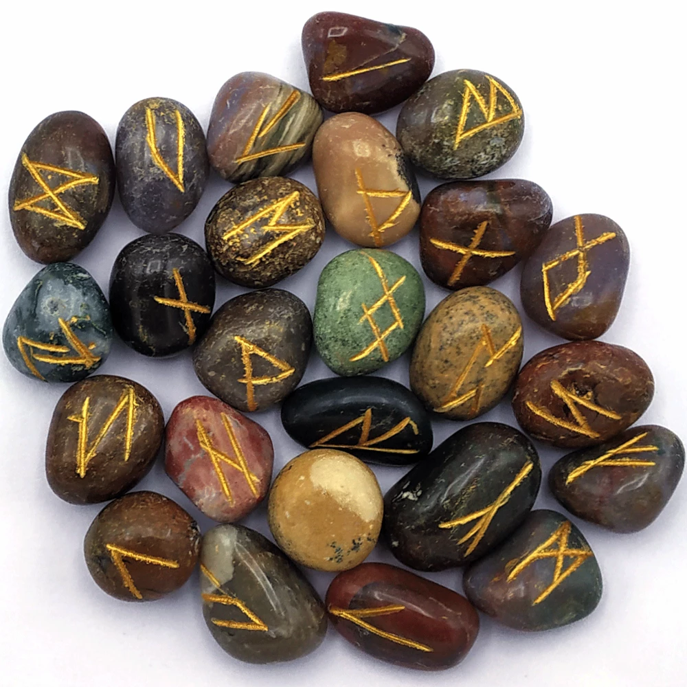 Fancy Jasper Rune Stones Set