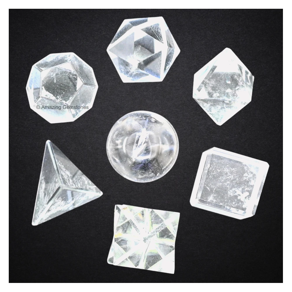 Clear Quartz Platonic Solid - 7 Pcs