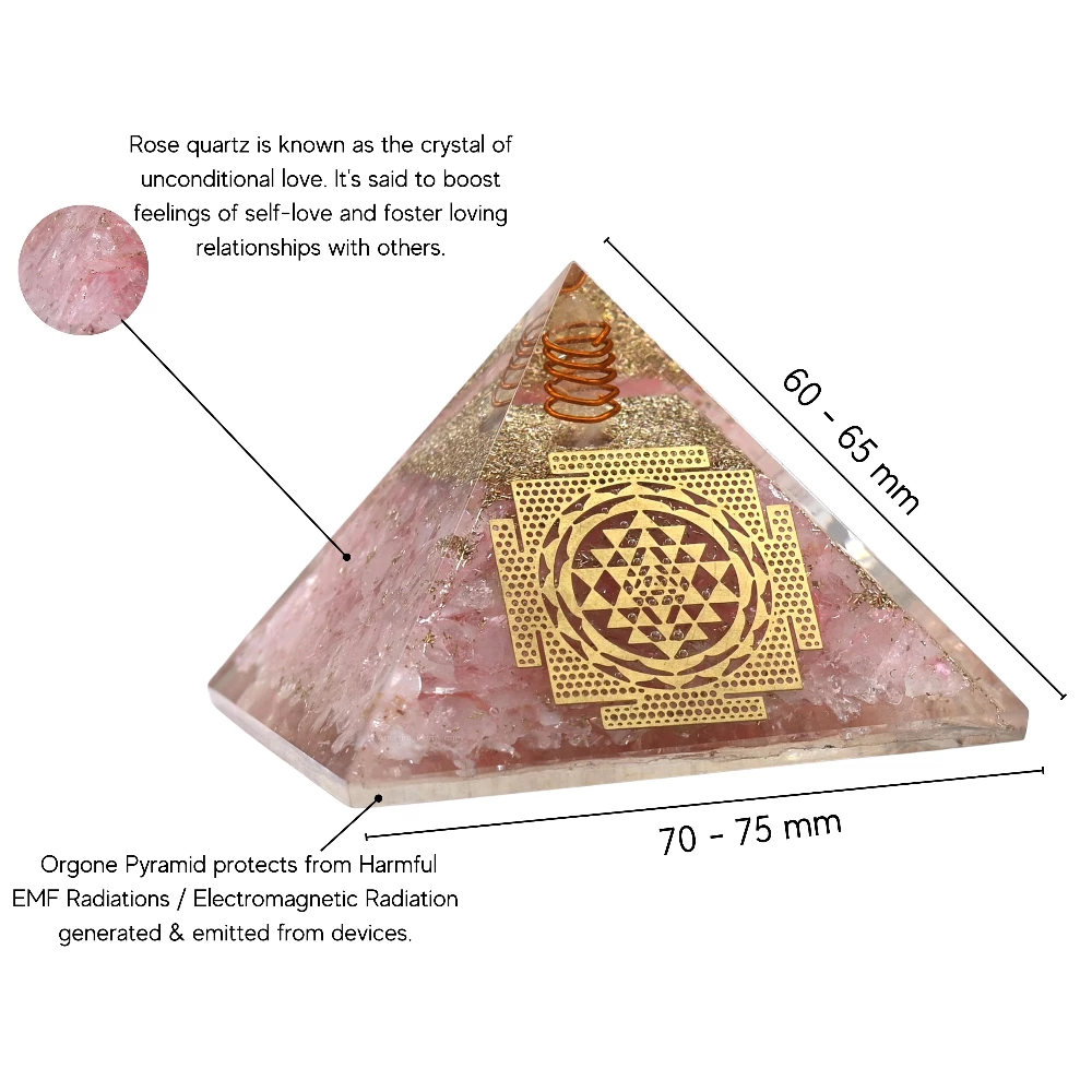 Rose Quartz Orgone Pyramid - Big Sri Yantra