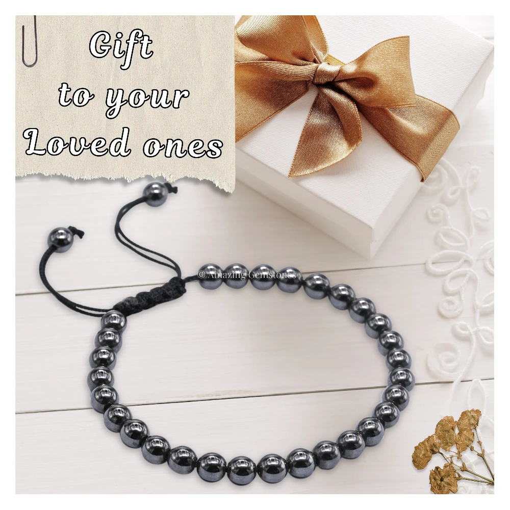 Hematite Healing Crystal Bracelets - 6mm Beads (Adjustable)