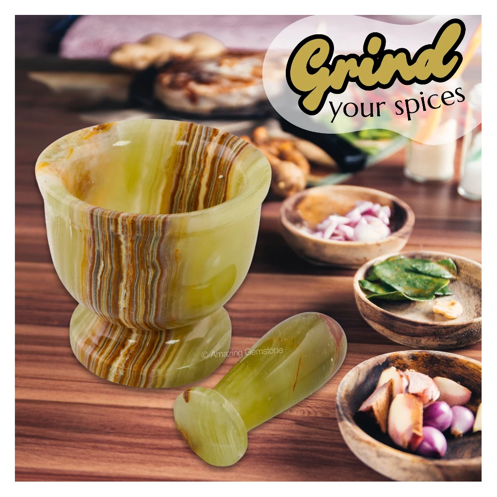 Green Onyx Mortar and Pestle Set