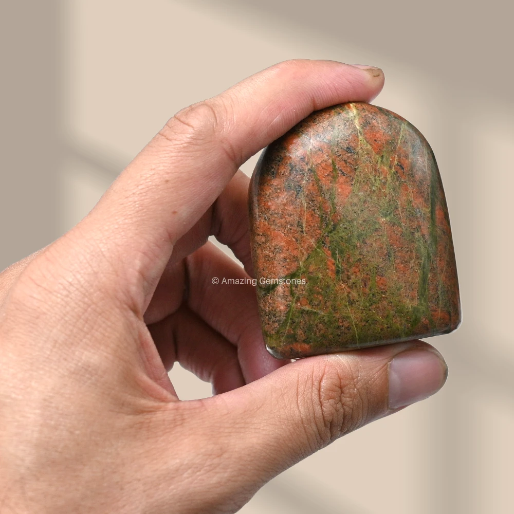 Unakite Standing Palm Stone (Large)