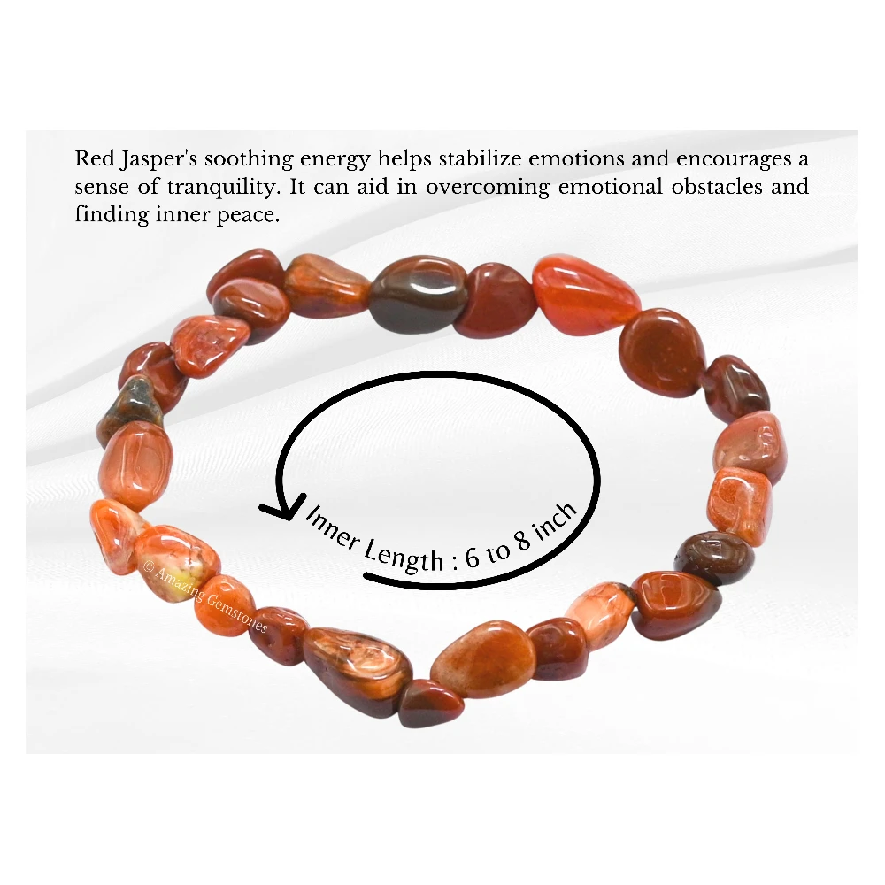 Red Jasper Tumbled Stone Bracelet (Stretchable)