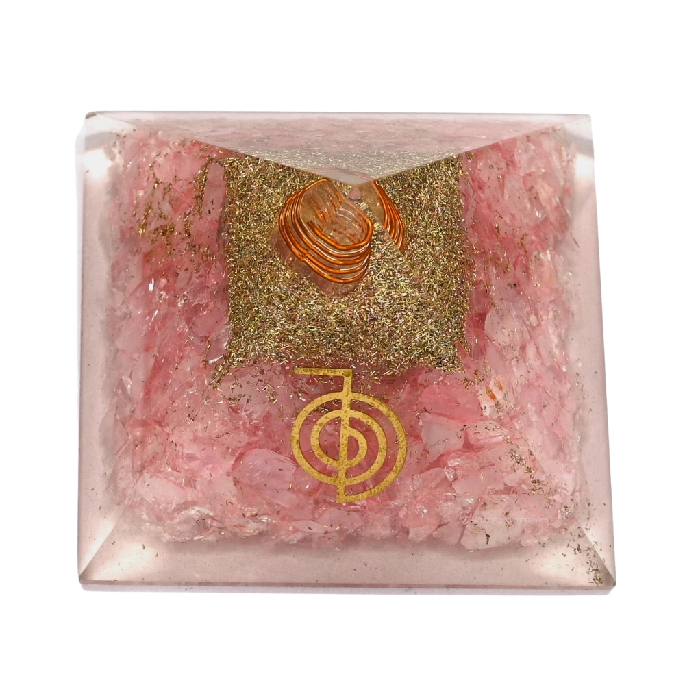 Rose Quartz Orgone Pyramid - Reiki