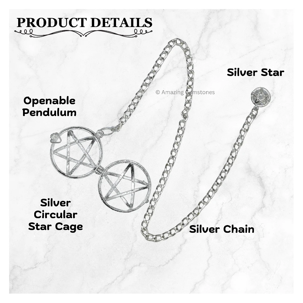 Copper Metal Pendulum - Silver Circular Star Cage (MP76)