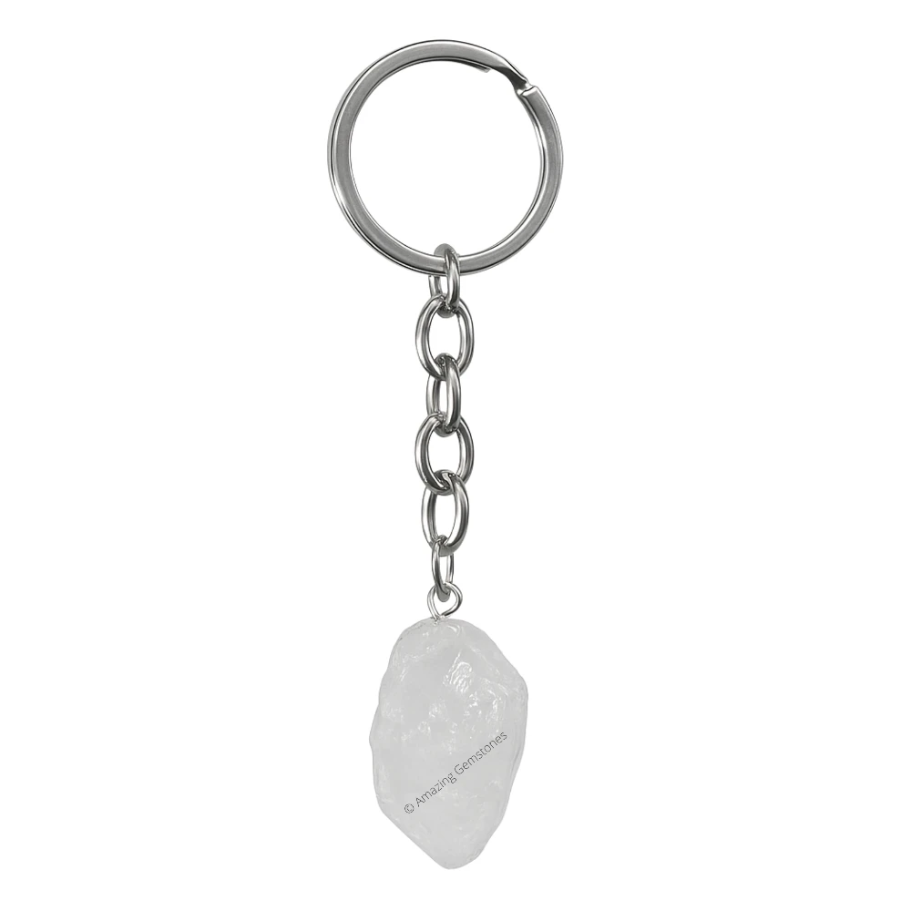 Clear Quartz Keychain Keys Holder (Raw)