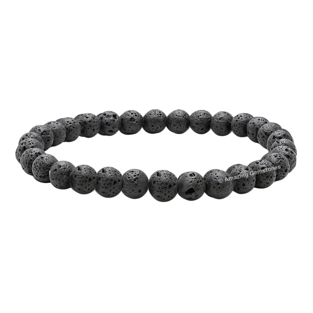 Lava Stone Healing Crystal Bracelets - 6mm Beads