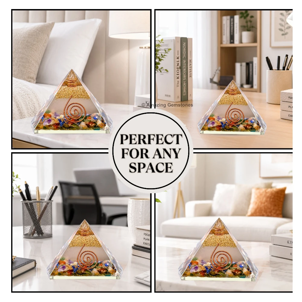 Mix Chakra Orgone Pyramid - Glow in Dark