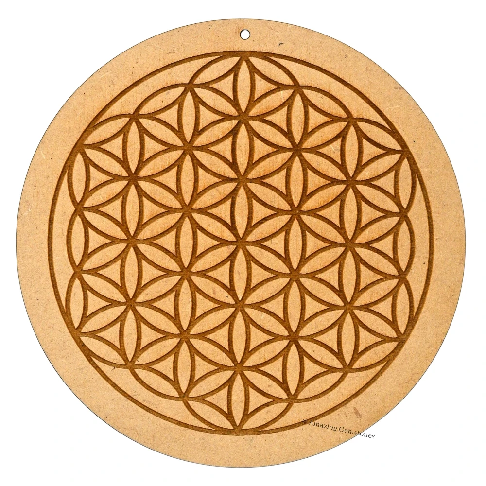 Wooden Crystal Grid Sacred Geometry - Flower of Life (6 Inch)