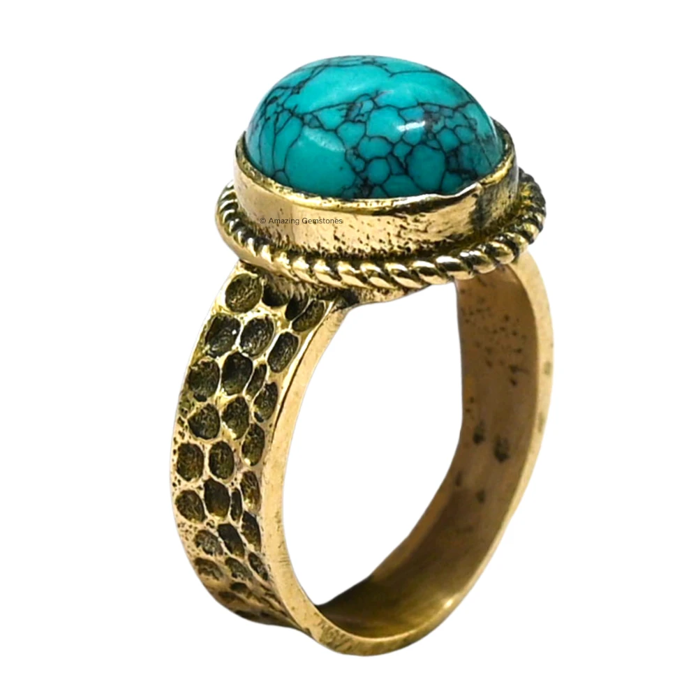 Turquoise Crystal Ring (Gold)