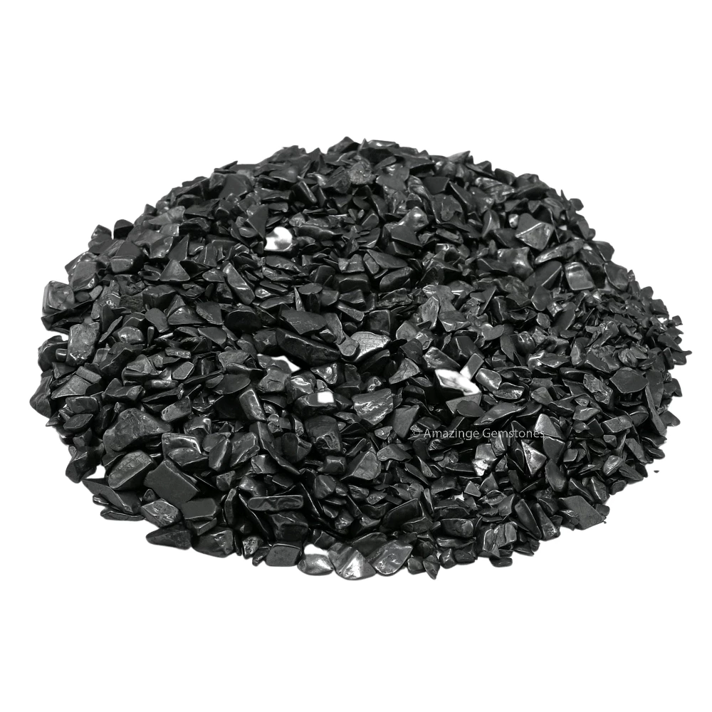 Shungite Raw Chips Stones for Water Purification - Polished 4 to 10mm (1/2 lb)