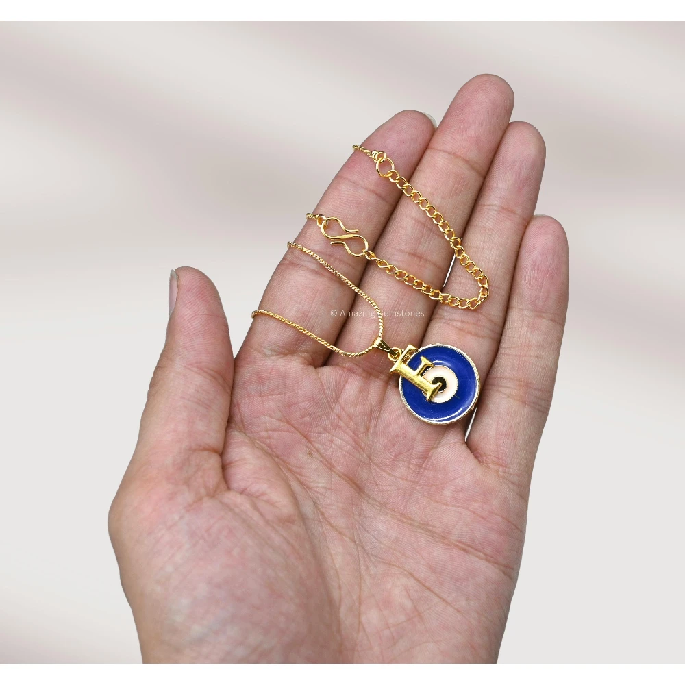 Evil Eye Pendant Necklace with F Initial